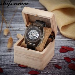 Wristwatches Shifenmei Sport Watch Men 2021 Top Wood Alarm Male Sports Watches Wooden Relogio Masculino