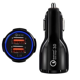 New 6A Fast Charger Car 5V Dual USB Charging Adapter for iPhone Samsung Huawei Metro phones No Package