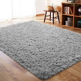 Plush soft dyed carpet, gray solid color carpet, used in bedroom and living room, non-slip absorbent carpet floor mat 210301