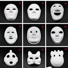 NEWHalloween Full Face Masks DIY Hand-Painted Pulp Plaster Covered Paper Mache Blank Mask White Masquerade Masks Plain Party Mask RRD8188