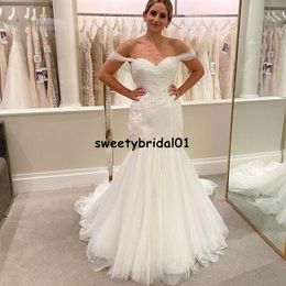 Off Shoulder Wedding Dress Mermaid Country Garden Appliques Lace White Long Brdal Gowns Vestidos De Novia