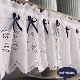 Embroidered Half Curtains for bedroom short Curtain Kitchen Balcony Door Decorative Cafes Curtain Cloth Lace Curtain DL-QT028-30 210913