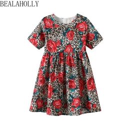 Belaholly New Children's Dress Spring and Summer Girls Leopard Print Dress Baby Sling Clothes Holiday Dresses for 3-8y Q0716