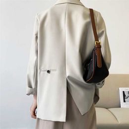 Double Breasted Oversized Black Blazer Women's Spring Autumn Drape Solid Colour Loose Suit Jacket Office Lady 211019