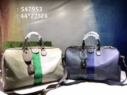 44 Cm Classical Women Travel Bag fashion Men traveling genuine leather Trim luggage duffel bags Canvas handbag