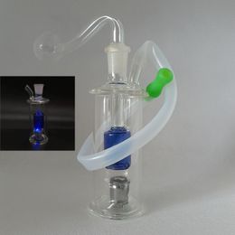 LED Mini Bong Hookah With 10mm Male Oil Burner Pipe Silicone Hose Drip Tip Percolator Glow In Dark Perc Glass Water Bongs Portable Smoking Set