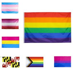 3x5 ft Rainbow Flag 6 Stripes Vivid Color And Fade Proof Canvas Header Ands Double Stitched Gay Pride Banner Flags Polyester LLB8870