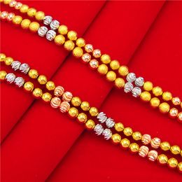 3-color Beads Chain Necklace Women Men 18k Gold Filled Classic Smooth Matte Clavicle Jewelry Gift
