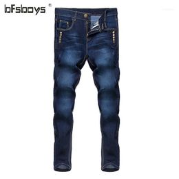 Men's Jeans Wholesale-2021 White Blue Robin Men Slim Denim Skinny Pencil Pants Cowboy High Fashion Famous Design1