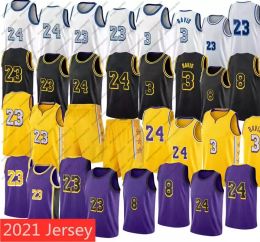 23 James Anthony 3 Davis Basketball Jersey Los 24Angeles 8 black mamba Jerseys Mens Edition City 2021/22 shorts Yellow White Purple