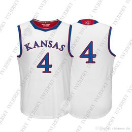 Cheap Custom Kansas Jayhawks NCAA #4 White Basketball Jersey Personality stitching custom any name number XS-5XL