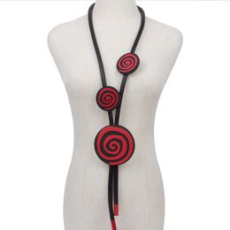 YD&YDBZ Whirlpool Shape Statement Necklace Women Gothic Rubber Red Round Pendant Necklaces Costume Jewellery Sweater Chain