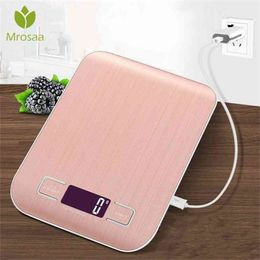 5kg/10kg Electronic USB Charging Kitchen Scale Digital Food Scale Stainless Steel Weighing Scale LCD Measuring Tools Household 210915