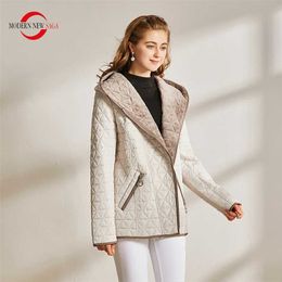 MODERN SAGA Autumn Women Jacket Warm Cotton Padded Hooded Zipper Parkas Female Coats Spring Casual Plus Size 211008