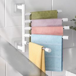 Towel Racks Punch-free Rotating Bar Toilet Hanging Rack Bathroom Wall Household Storage Supplies