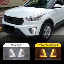 2PCS Auto LED DRL Daytime Running Lights Day Lights for Hyundai IX25 Creta 2014 2015 2016 Fog Lamp Cover turn signal