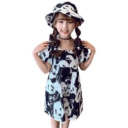 Girl Dresses Cartoon Panda Girls Party Dress Summer Children Dresses Casual Style Costumes For Girls 6 8 10 12 14 Q0716