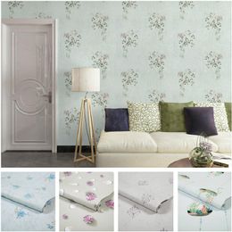 -Fondos de pantalla PVC impermeable autoadhesivo papel tapiz Pastoral Flores 3D Estéreo Floral Etiqueta de la pared Lotus Rose Dormitorio Decoración