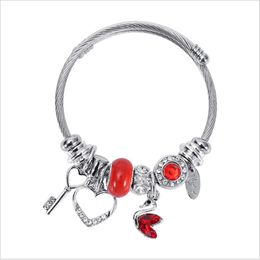 2021 fashion women charm bracelet Luxury Design Bracelets Swan Pendant Adjustable stainless steel jewelry electroplated copper beads bangles silver bangle gift