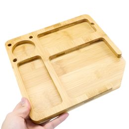 HONEYPUFF Square Shape Banboo Rolling Tray Cigarette Tobacco Herb Grinder Trays 250 MM Handmade Wood Roll Tray Pipe Accessories