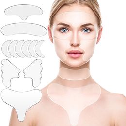 11Pcs Reusable Silicone Anti Wrinkle Patches Set Chest Neck Forehead Cleavage Eye Mask Cheek Pad Facial Smoothies Wrinkles Removal Strips