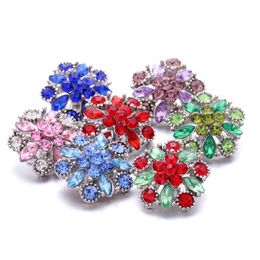 Wholesale Rhinestone 18mm Snap Button Flower Clasp Metal Zircon charms for Snaps Jewellery Findings factory suppliers