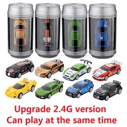 Electric RC Car Upgrade 2.4Ghz 8 Colours Sales 20Km/h Coke Can Mini Radio Remote Control Micro Racing Toy Different frequency Gift 211102