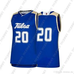 Cheap Custom Tulsa Golden Hurricane NCAA #20 Blue Basketball Jersey Personality stitching custom any name number XS-5XL