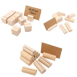 Wood Card Holder for Wedding Christmas Party Decoration Name Place Cards Photo Menu Holders with Blank Card Number Clip Stand Desk Accessories