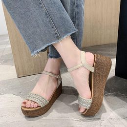 Summer new women's sandals wedge heel women's shoes fashion comfortable casual light buckle women flat shoes B1827