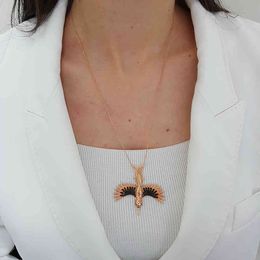 Trendy 925 Silver Neon Turkish Jewellery Zircon Fashion Bird Phoenix Seagull Necklace For Women Minimalist Style Luxury Designer