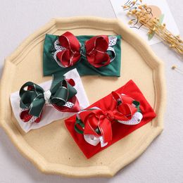 24pc/lot Girls Christmas Hair Bows Headbands Infant Toddler Ribbon Hair Bow Nylon Baby Headband Kids Children Hair Accessories