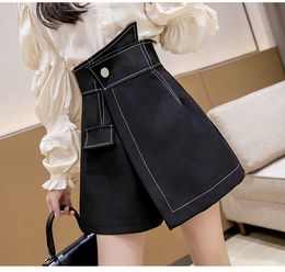 New women's fashion design high waist irregular asymmetric culottes shorts plus size SMLXL