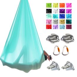 New PRIOR FITNESS 4*2.8 Metre Yoga Hammock set automatic carabiners anti gravity yoga swing aerial inverion Ceiling mount Q0219