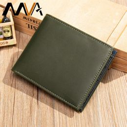 MVA Real Leather Men Wallet Thin Short Fashion s Wallets For Men Small Slim Leather Wallet Bifold ID Window 2022-3