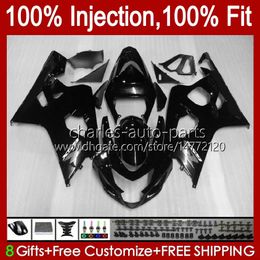 Injection Mold Bodys For SUZUKI GSXR750 GSX-R750 Gloss black GSXR-750 K4 2004-2005 43No.98 GSXR 750 600 CC 750CC 600CC GSXR600 04 05 GSXR-600 2004 2005 OEM Fairing Kit