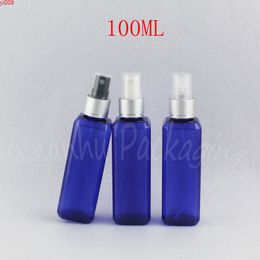 100ML Blue Plastic Bottle With Silver Spray Pump , 100CC Toner / Water Packaging Empty Cosmetic Container ( 50 PC/Lot )goods