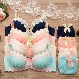Bras Sets Girls Sexy Bra Lace Padded Push Up Brassiere Young Girl Underwear And Briefs Comfort Elastic Underpanty Size 30A B