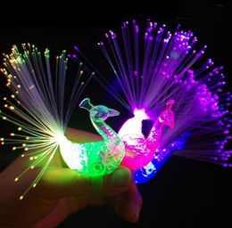 1000Pcs Peacock Finger Light Colourful LED Light-up Rings Party Gadgets Kids Intelligent Toy gifts SN2443