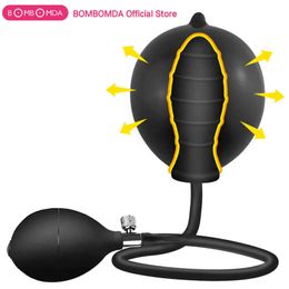 NXY Anal toys Inflatable Huge Butt Plug Screw Thread Ball Women Vaginal Dilator Expandable Silicone Men Prostate Massager Sex Toys 1125