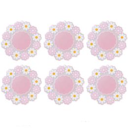 120pcs Coasters For Drinks Non-Slip PVC Cup Mat Tabletop Protection Daisy Flower Pattern Heat Insulation Placemat