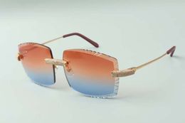 2021 Neueste Stil High-End Designer Sonnenbrille 3524022, Schneidlinse Micro-gepflasterte Diamanten Metalldrähte Tempel Gläser, Größe: 58-18-135mm