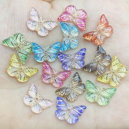 40pcs Colourful Butterfly Flat Back rhinestone Cabochon Miniature Applique 1 hole Christmas ornament DIY scrapbook figurines C0220