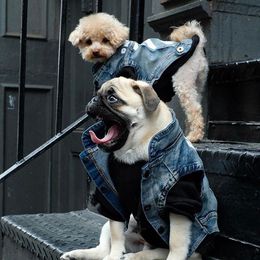 New Spring Washed Cowboy Pet Vest Outdoor Street Style Bulldog Coat Apparel Teddy Bichon Pets Jacket