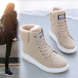 Winter Women Mid Calf Boots Casual Pure Color Round Toe Zipper Plush Warm Female Shoes Vintage Snow Boot Plus Size