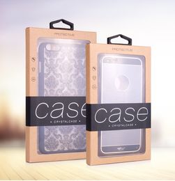 Kraft Paper Box Retail Package with Colourful Plastic Hook for iPhone Samsung Alcatel Phone Case Packaging Luxury Design