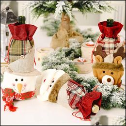 Decorations Festive Party Supplies Home & Gardenchristmas Er Santa Snowman Elk Wine Bottle Set Christmas Table Decoration Dstring Pocket Hwd