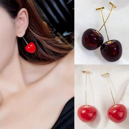 Bohemian Fruit Resin Red 1Pair Cherry Dangle Earrings Fashion Trend Metal Earrings For Women Girls Geometric Jewellery Gifts