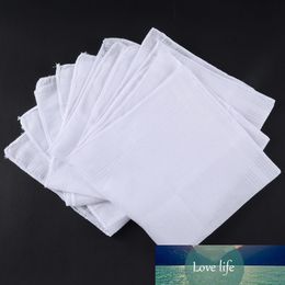 5pcs Squares Hanky White Pocket Cotton Handkerchiefs Hankie Hanky with Stripe Men 40*40cm Home Decoration Vintage Gift Hankies