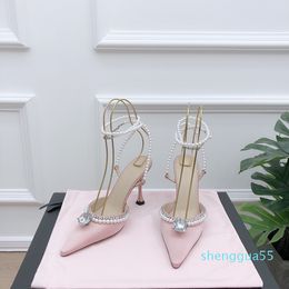 heels 2021AW mach party queen 9.5cm high heeled sandal shoes rhinestone luxury designer summer female footwear package MC3330